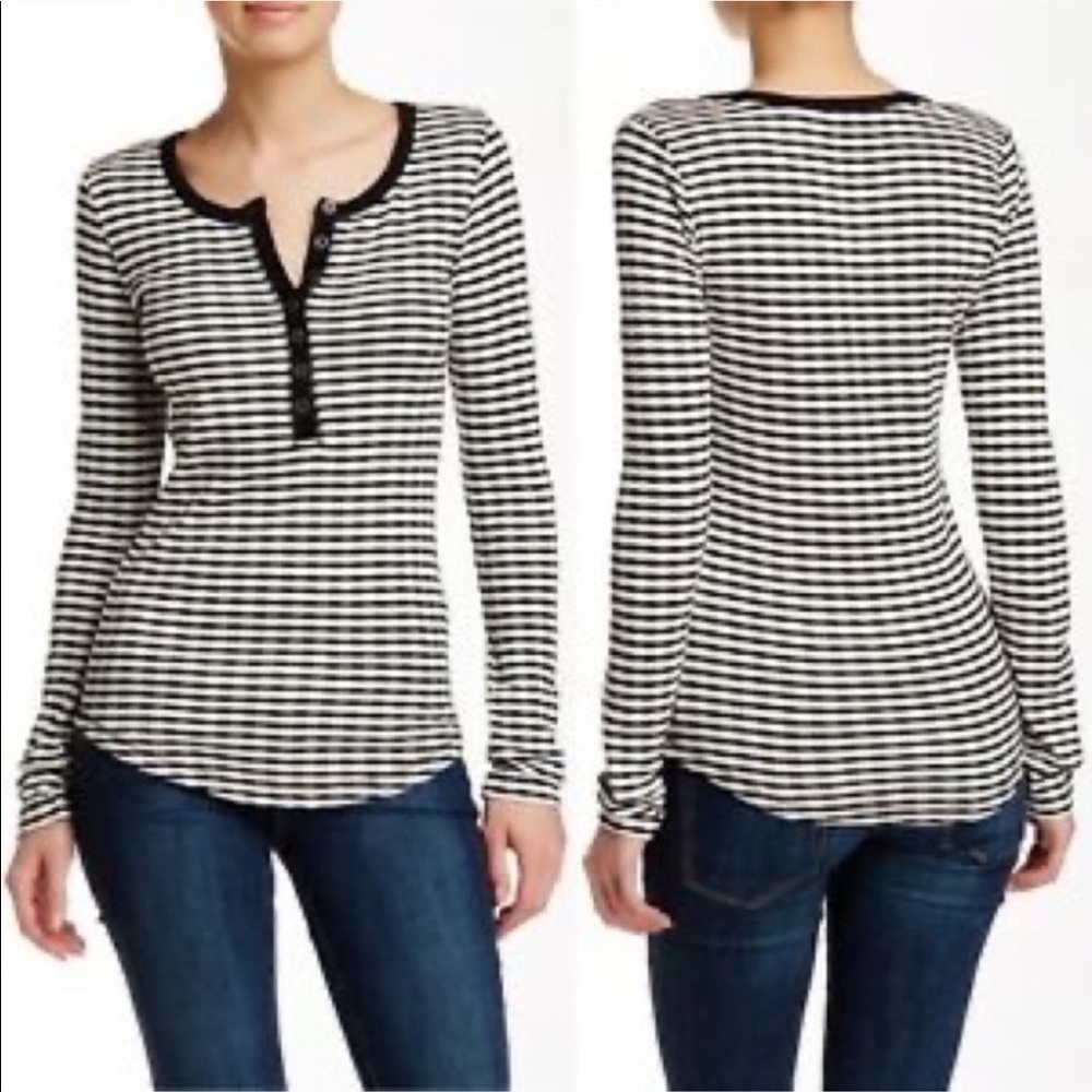 Lucky Brand - Black and White Striped Henley